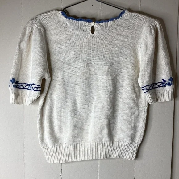 Vintage Herman Geist hand knit cotton sweater S - Picture 4 of 7